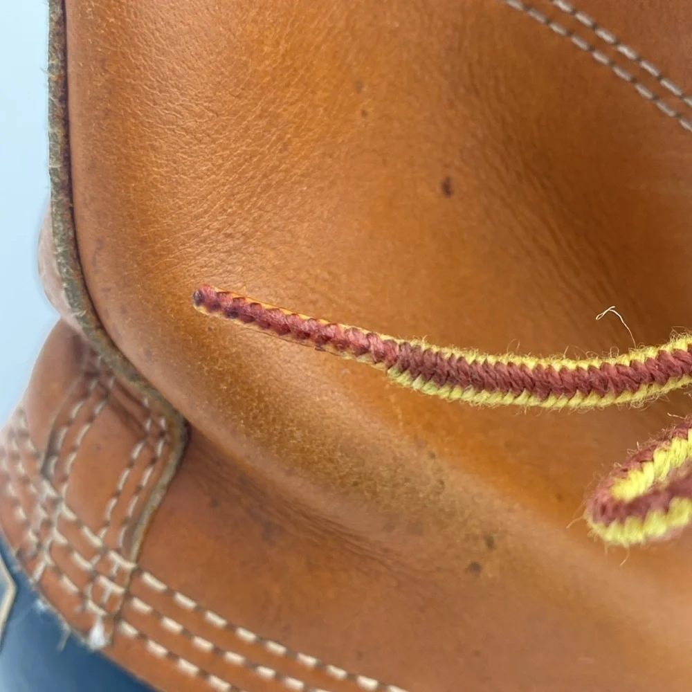 Vintage L.L. Bean Leather ankle Boots women 8 brown blue rain snow outdoor camp